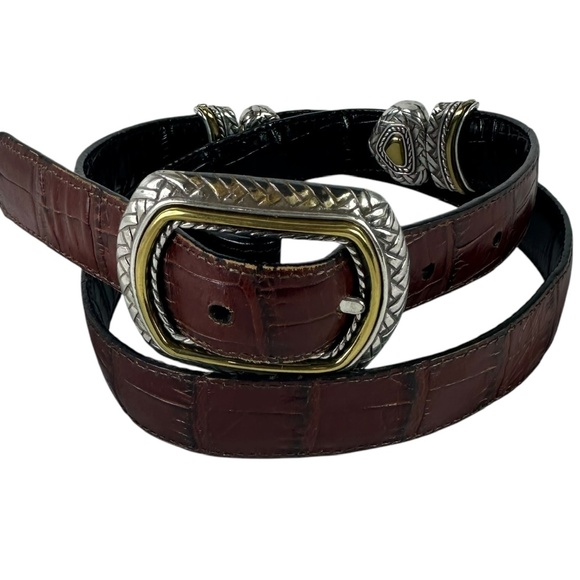Genuine BRIGHTON Marcus Brown & Black Leather Reversible Belt Unisex Size ML/32 main image 7